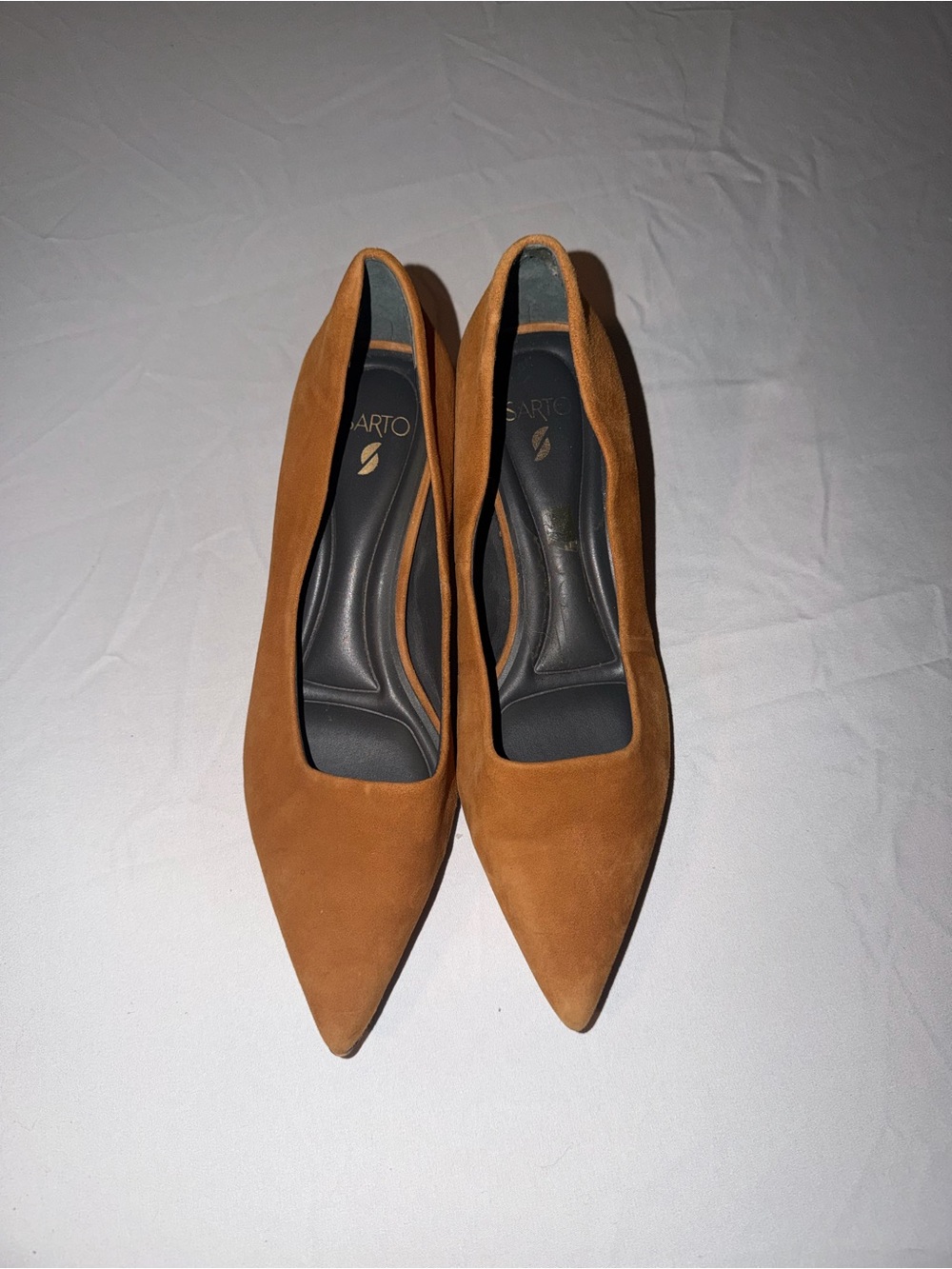 Franco Sarto A-Diva Brown Suede Leather Pointed Toe Pumps Heels Size 8.5